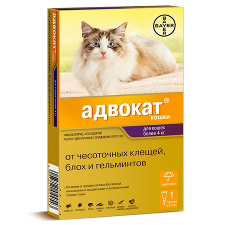 Капли для кошек bayer адвокат